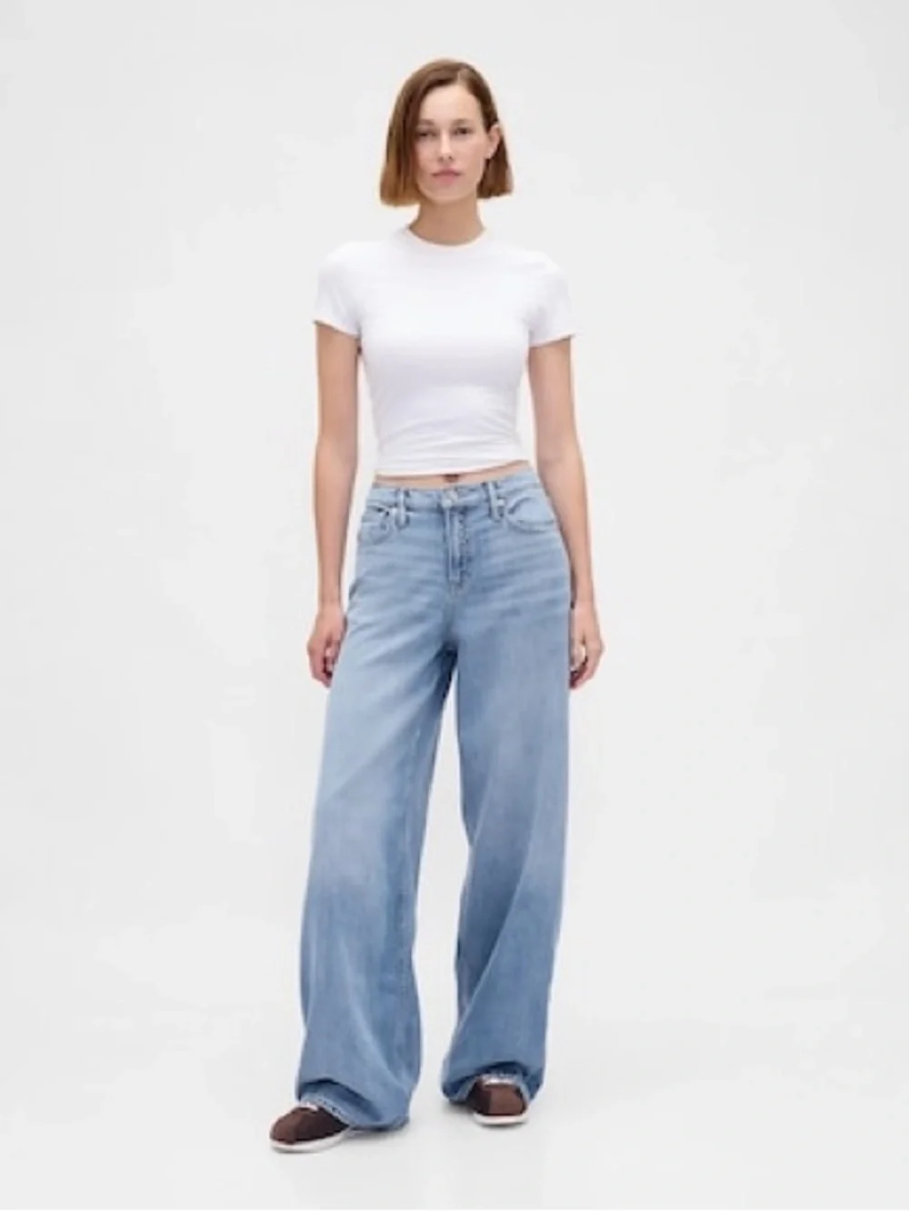 Gap Curvy Baggy Mid Rise Jeans Light Indigo Wash Tall 28/6T - Picture 1 of 6